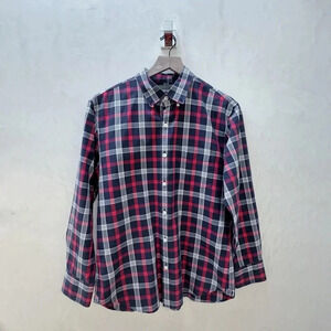 Bonobos || Red and Navy Plaid Slim Fit Plaid Shirt Medium